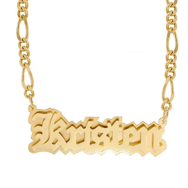 Nameplate necklace store with thick chain