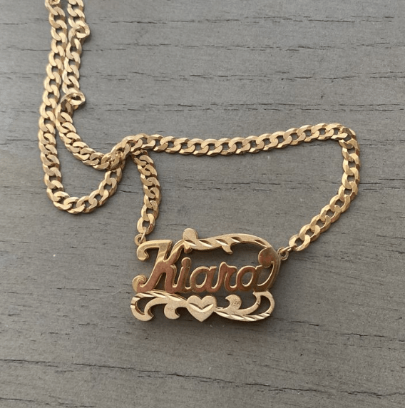 Gold diamond cut hot sale name necklace