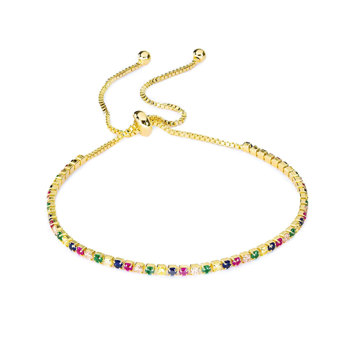 Adjustable Bracelet with Rainbow Cubic Zirconia