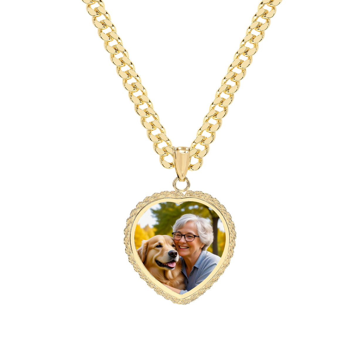 Portrait Pendant with Rope Heart Frame