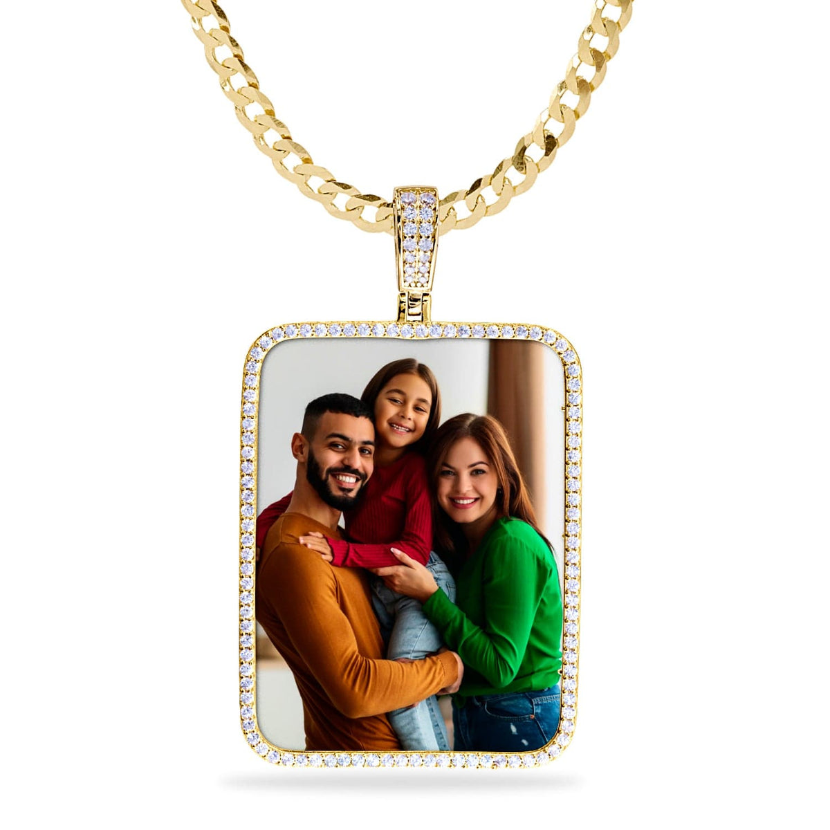 Iced Out Rectangle Photo Pendant - pp215