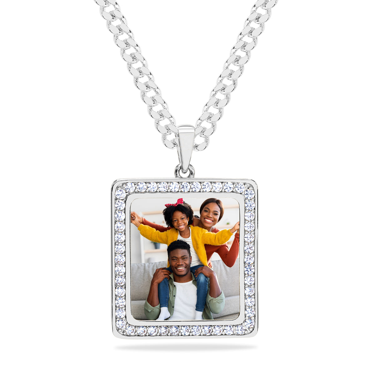 Iced Out Square Photo Pendant