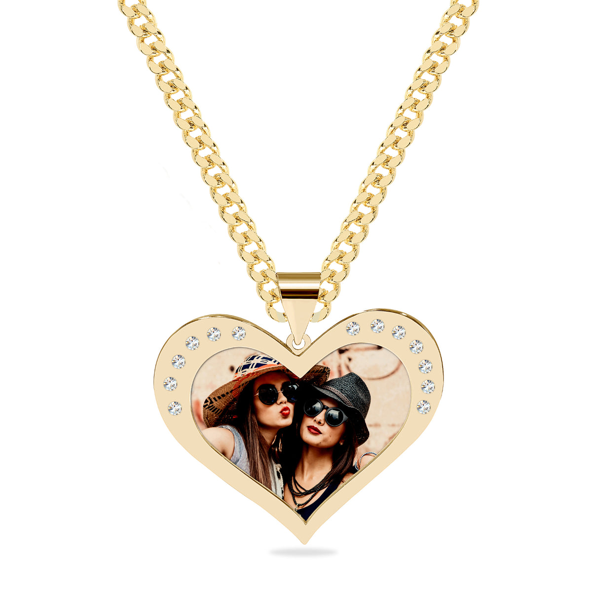 Heart Shaped Photo Pendant With Zirconia