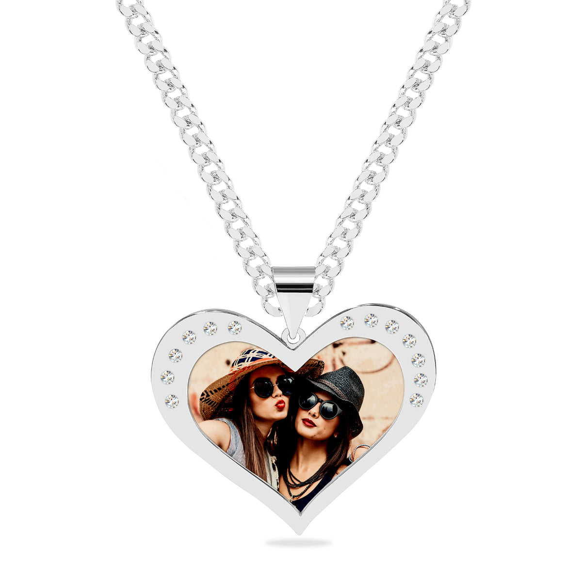 Heart Shaped Photo Pendant With Zirconia