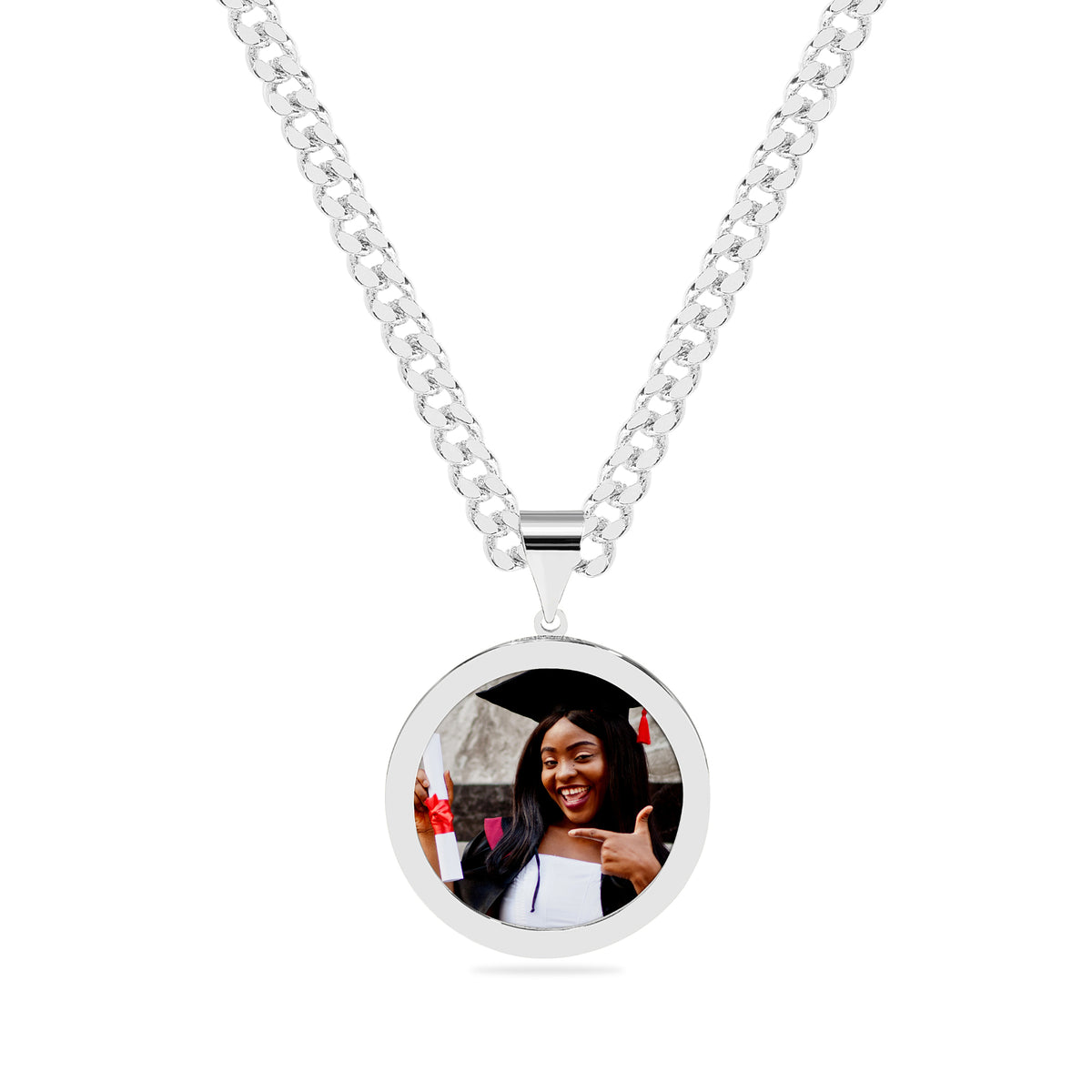 Round Photo Pendant High Polished