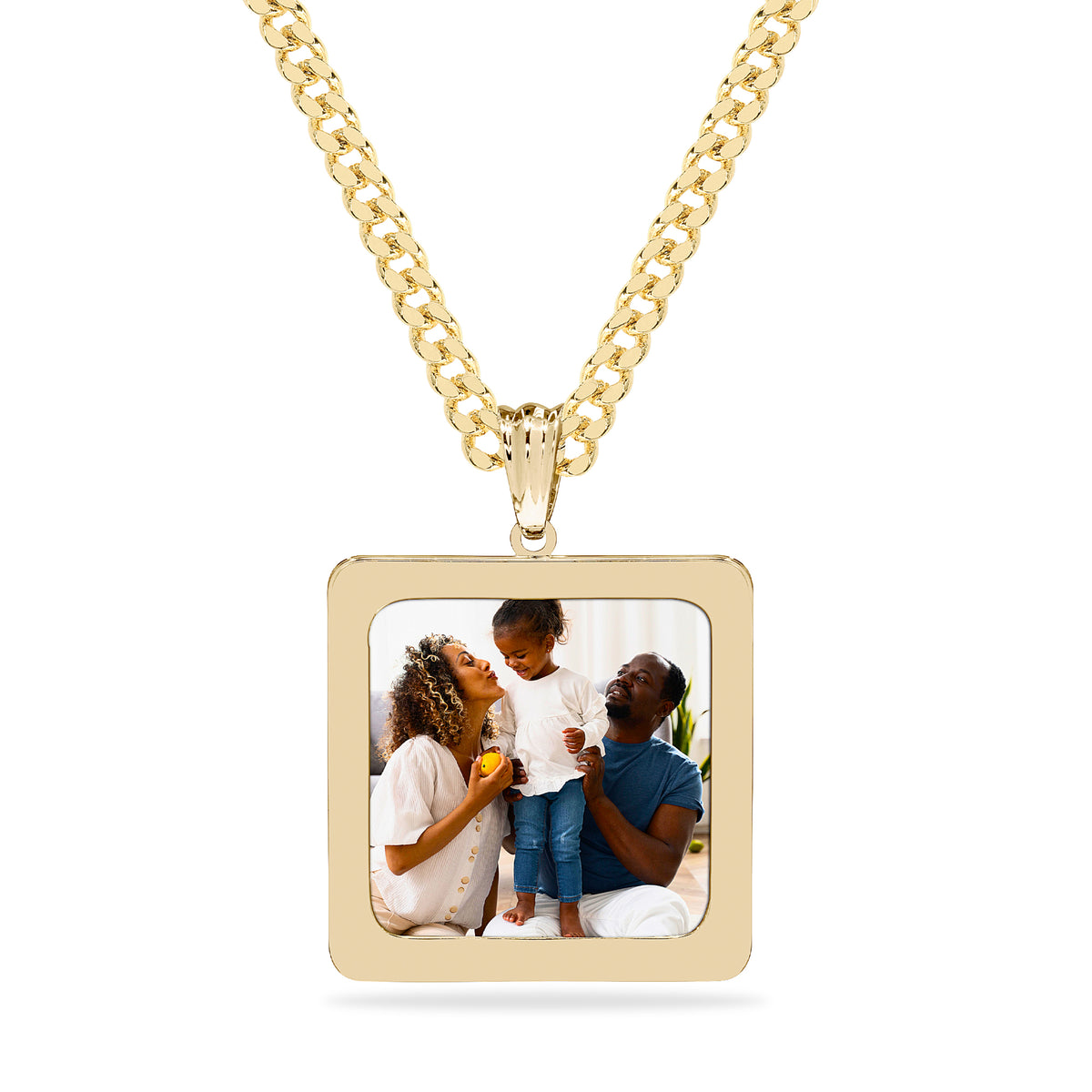 High Polished Square Photo Pendant