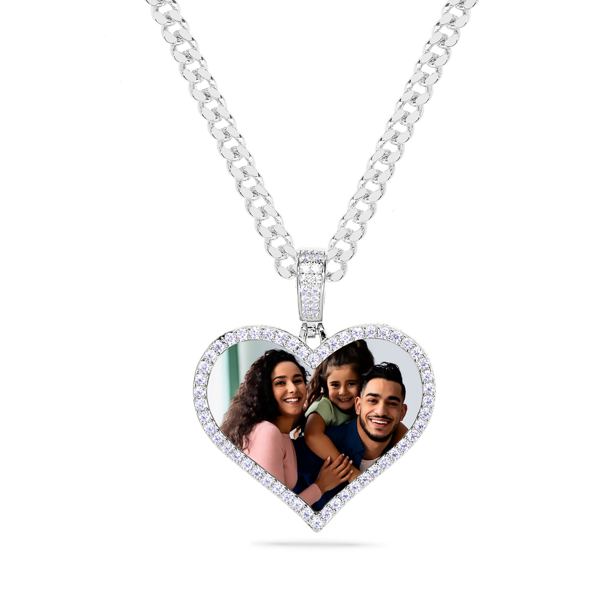 Iced Out Heart Photo Pendant