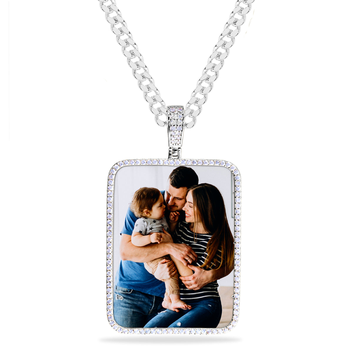 Iced Out Rectangle Photo Pendant