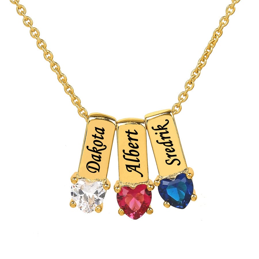 Mother Necklace With Kids Charms & Engraved Names - Gold Electroplated