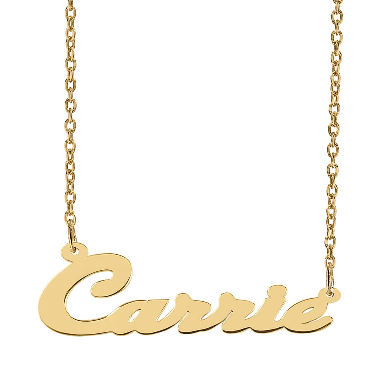 10K Solid Gold / Link Chain Solid Gold Script Name Necklace "Carrie"