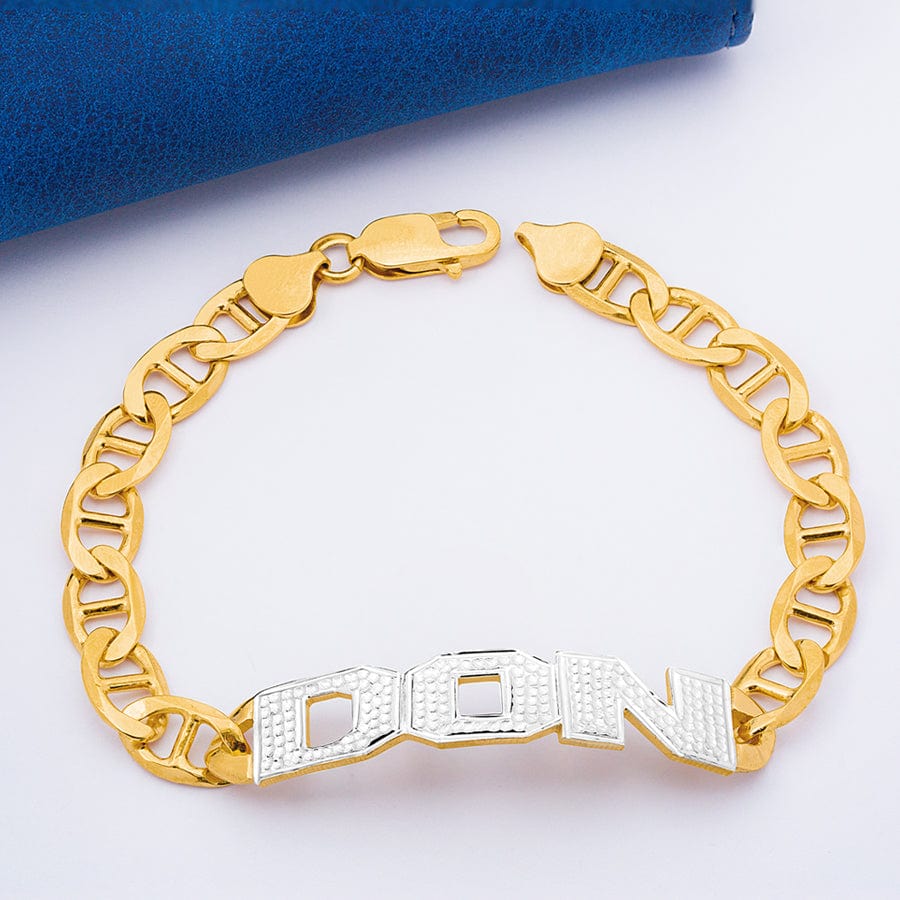 Monogram Bracelet Personalized Script Cutout Link - Gold Plated Sterling  Silver