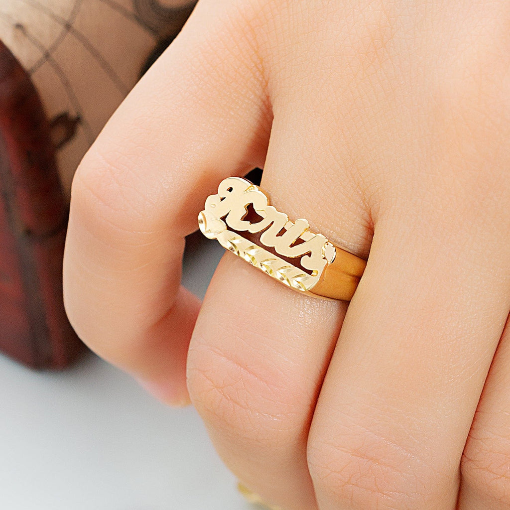 Cut out name on sale ring