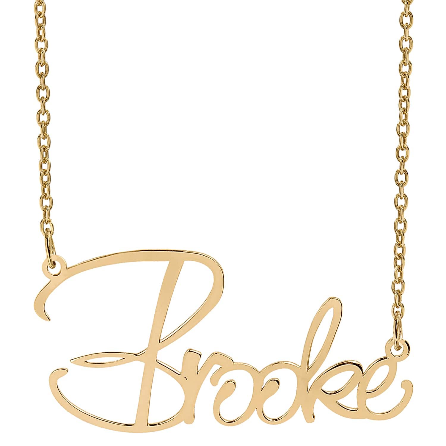 Gold Plated / Link Chain "Brooke Style" Name Plate Necklace