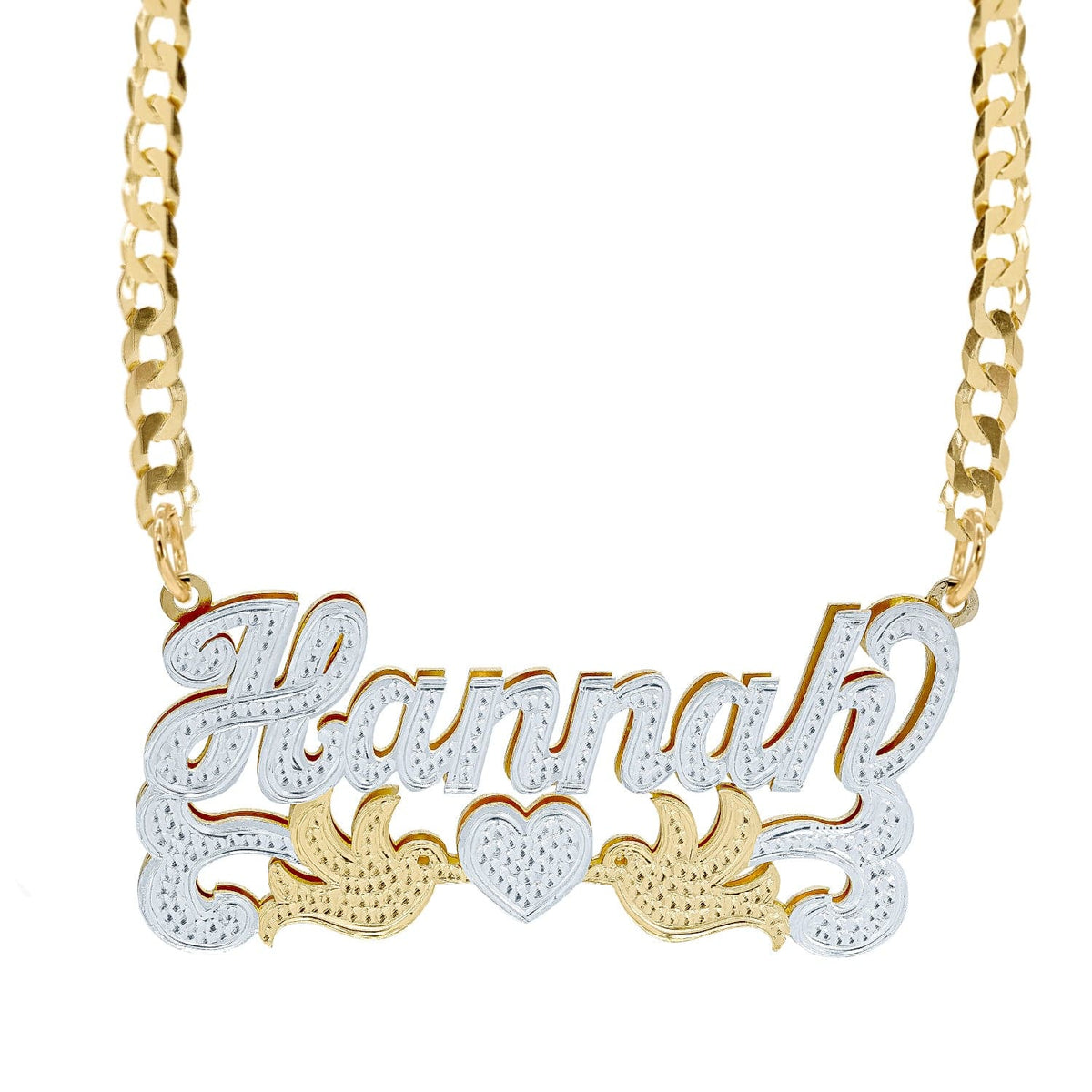 Handmade 3D Nameplate Necklace with Diamond Beading (Order Any Name) -  Yellow Gold, White Gold or Rose Gold