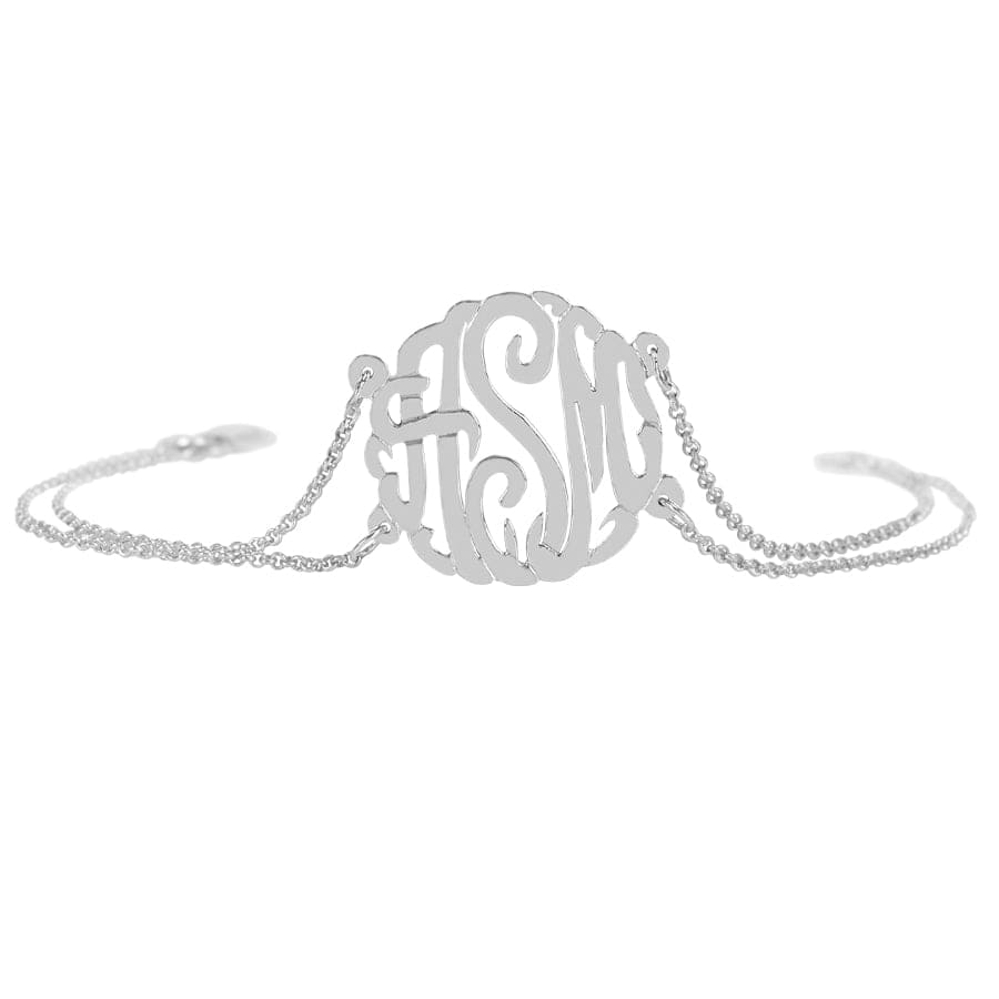 Sterling Silver Script Monogram Charm Bracelet